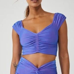 Free People Movement You Glow Girl Purple Shimmer Crop Top M